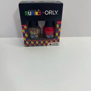 Limited Edition Duo kit Nail Polish Set - Red and Multicolor square confetti